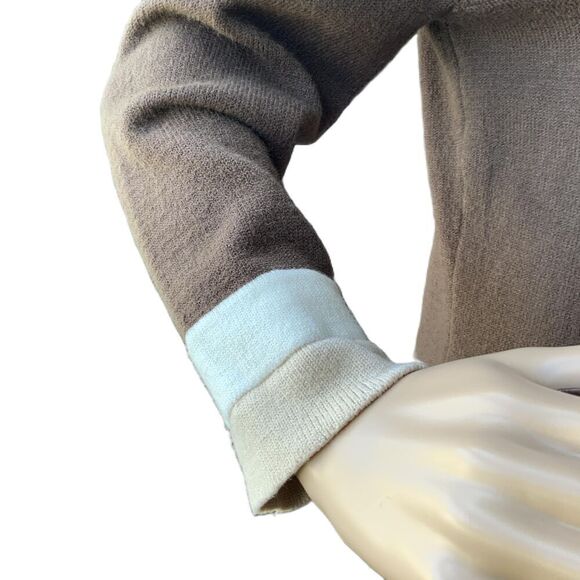 K. Jordan Brown Cream V Neck Long Sleeve Sweater Dress Size Medium - Picture 5 of 12